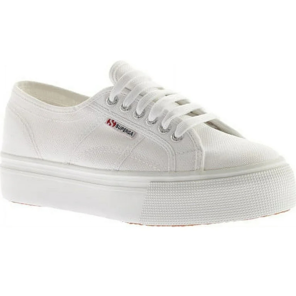 Superga White Platform Canvas Sneakers